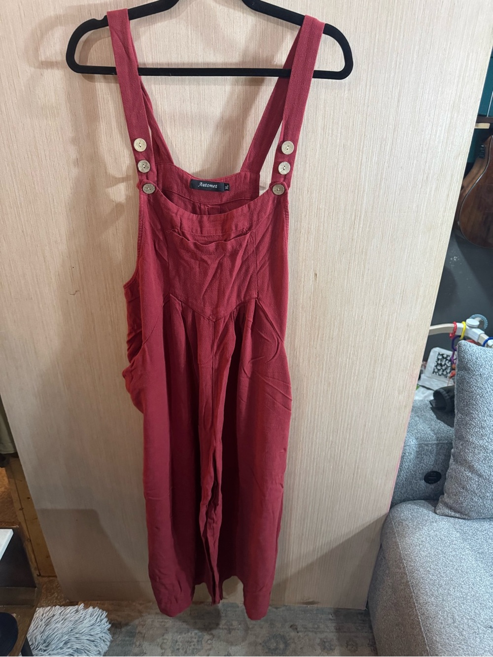 Womens Automet Deep Red Lightweight Overall Jumpsuit Size XL